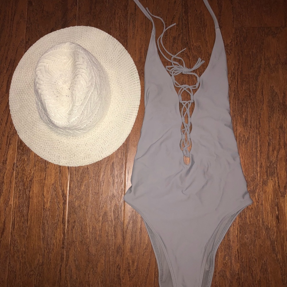 Cheeky lace up one piece bikini